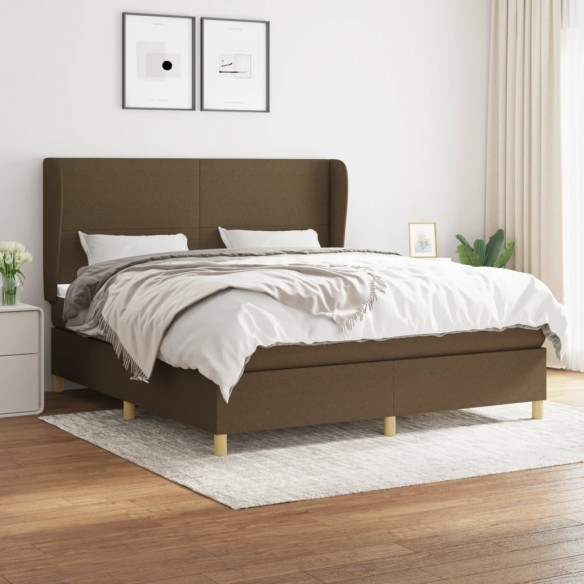 Sommier à lattes de lit avec matelas Marron foncé 160x200 cm
