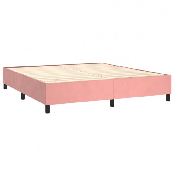 Cadre de lit avec matelas Rose 180x200 cm Velours