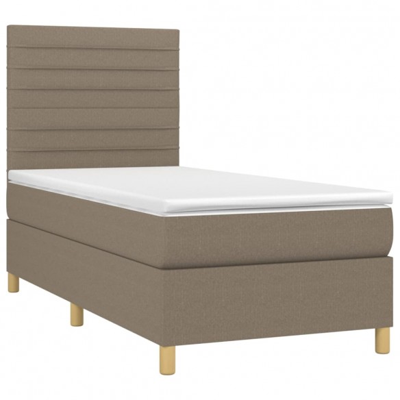 Cadre de lit et matelas et LED Taupe 100x200cm Tissu