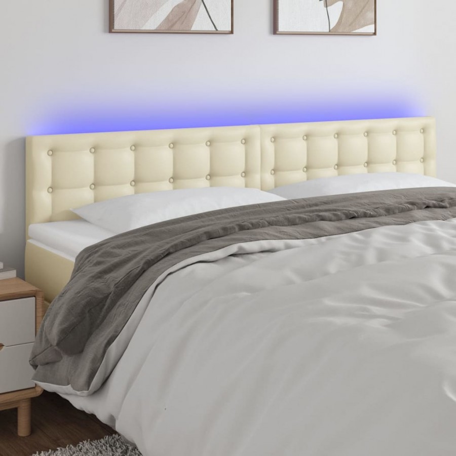 Tête de lit à LED Crème 180x5x78/88 cm Similicuir