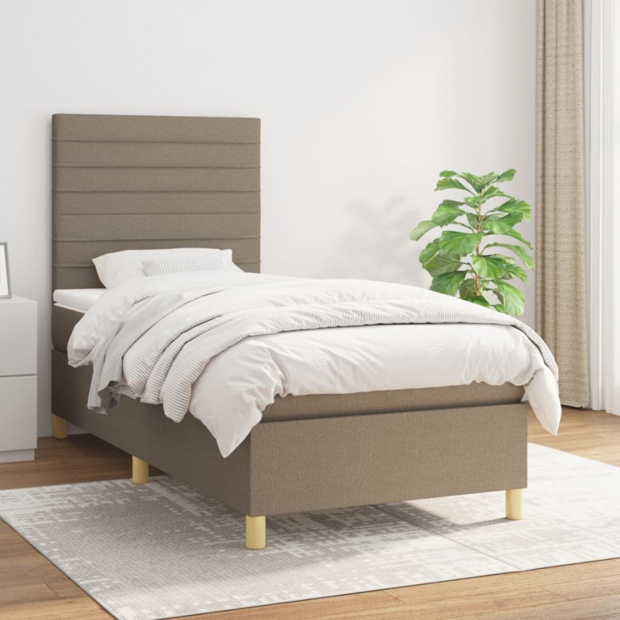 Sommier à lattes de lit avec matelas Taupe 100x200 cm Tissu