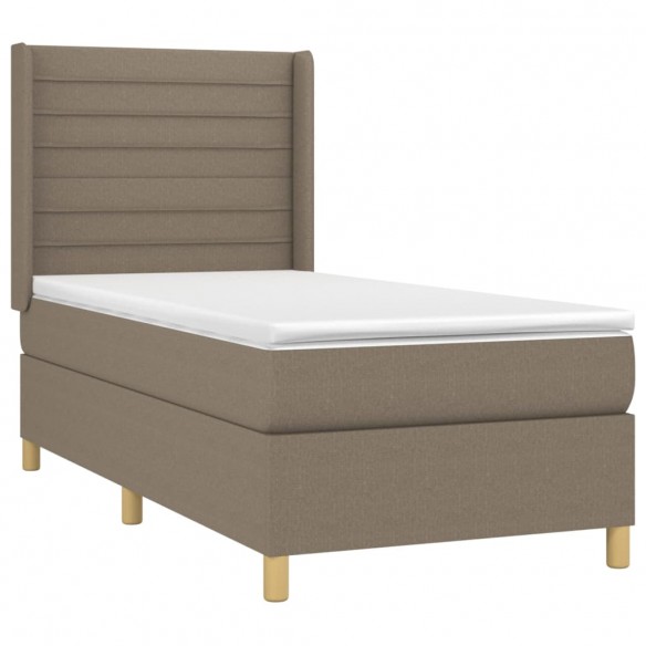 Cadre de lit avec matelas Taupe 100x200 cm Tissu