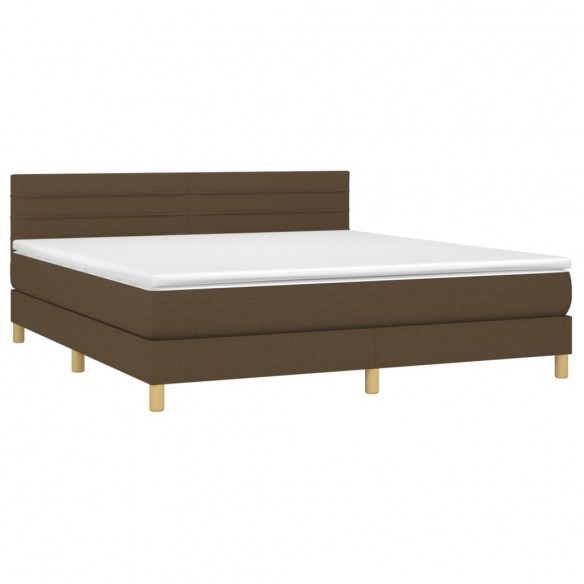 Cadre de lit matelas et LED Marron foncé 160x200 cm