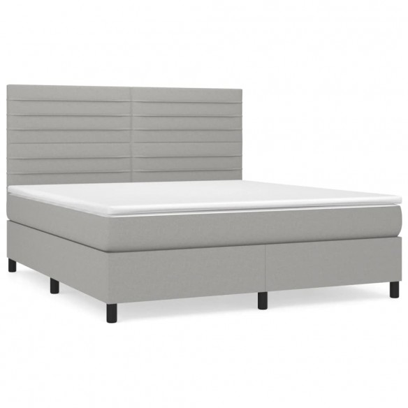 Cadre de lit avec matelas Gris clair 180x200cm Tissu