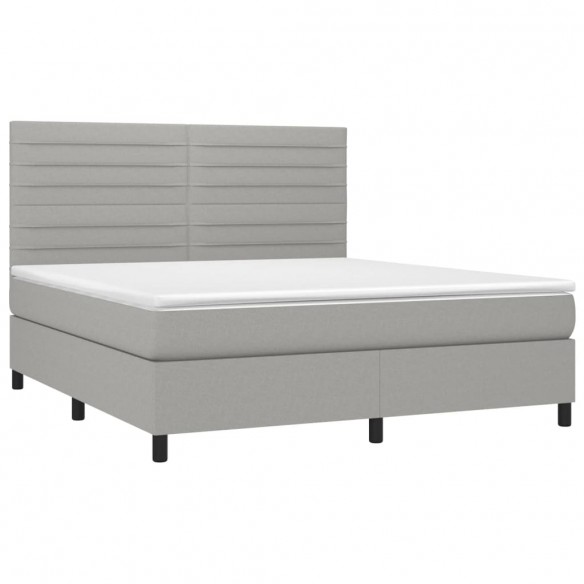 Cadre de lit avec matelas Gris clair 180x200cm Tissu