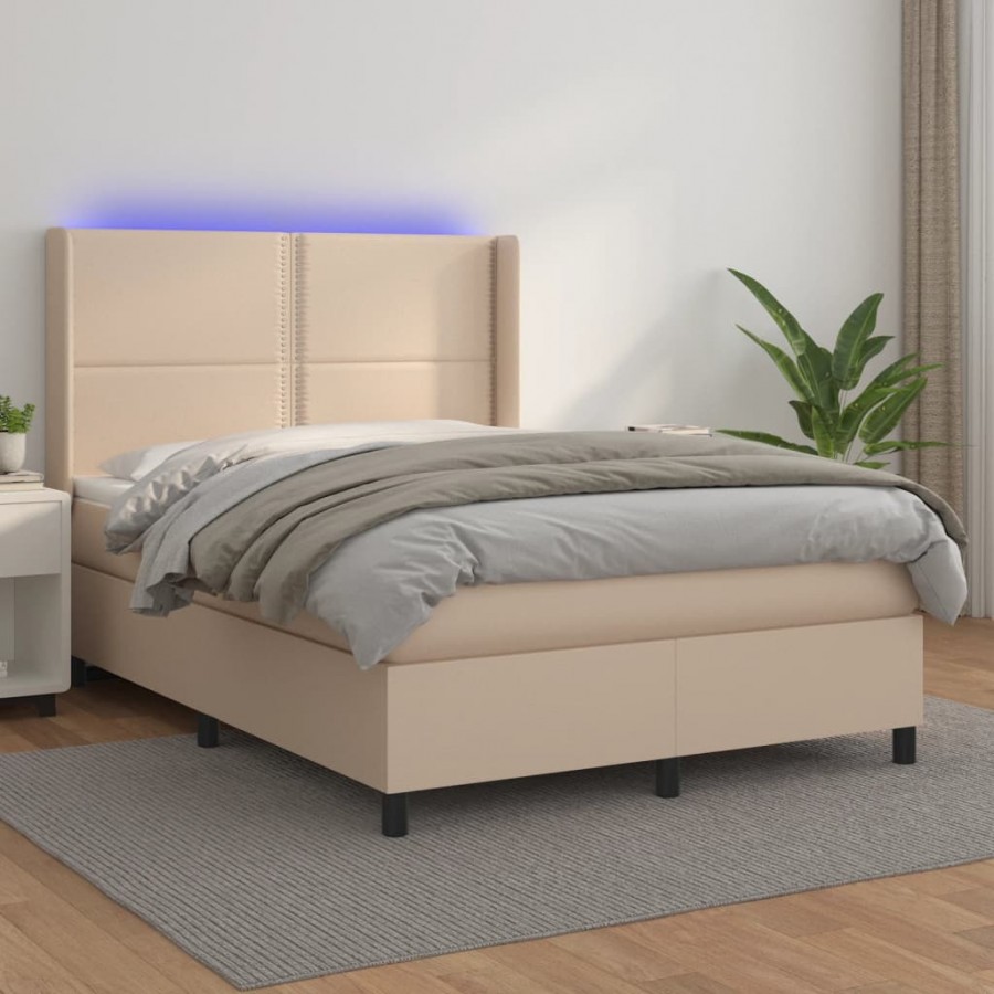 Sommier à lattes de lit matelas LED Cappuccino 140x190 cm