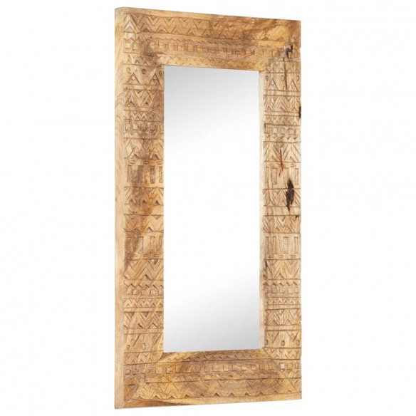Miroir sculpté à la main 80x50x2,5 cm bois de manguier solide