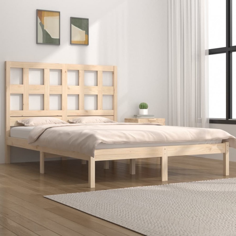 Cadre de lit bois de pin massif 135x190 cm double