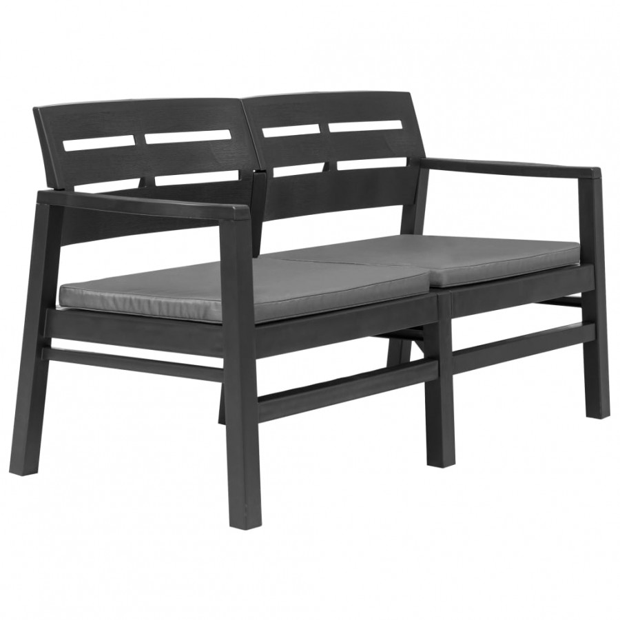 Banc de jardin 2 places et coussins 133 cm Plastique Anthracite