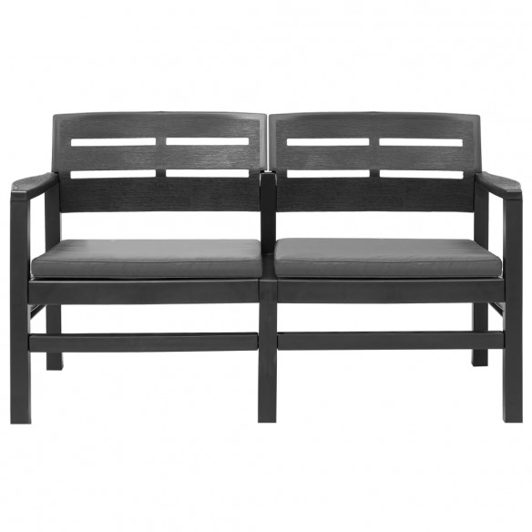 Banc de jardin 2 places et coussins 133 cm Plastique Anthracite