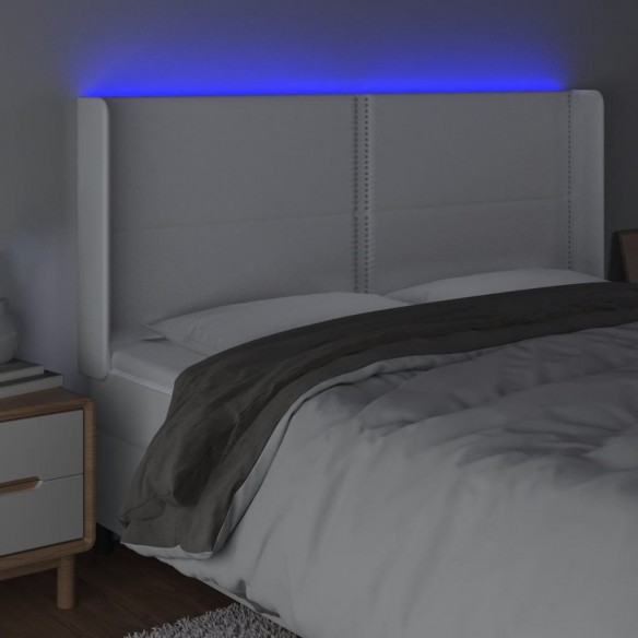 Tête de lit à LED Blanc 183x16x118/128 cm Similicuir