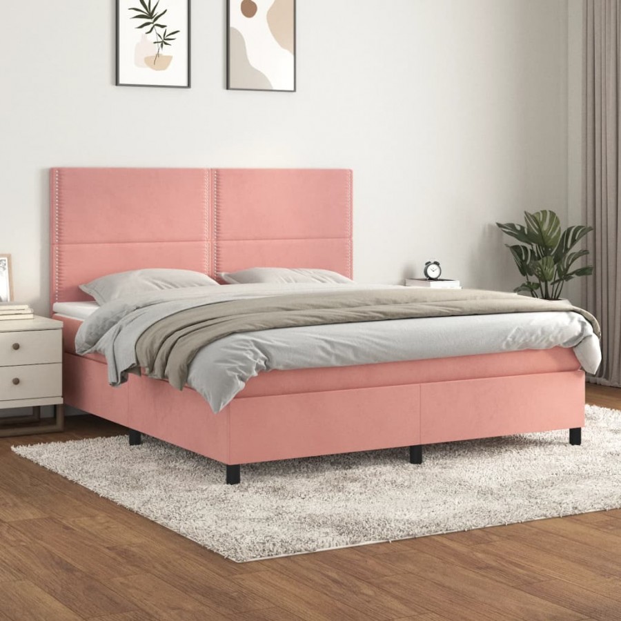 Sommier à lattes de lit avec matelas Rose 180x200 cm Velours