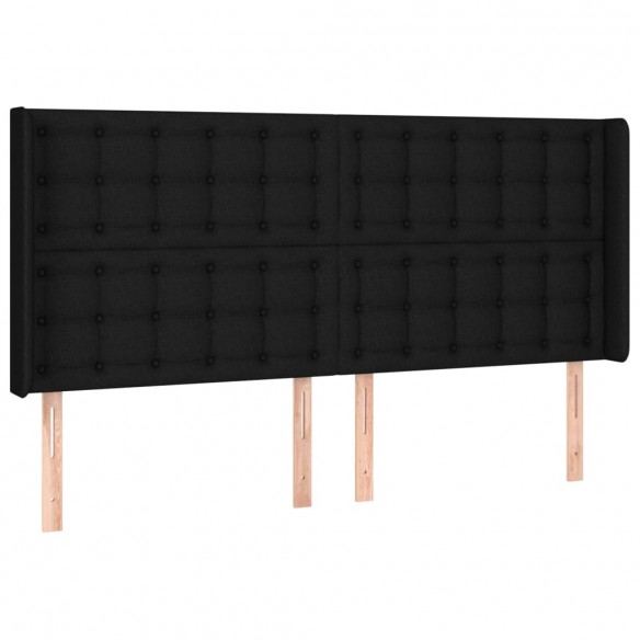 Cadre de lit matelas et LED Noir 200x200 cm Tissu