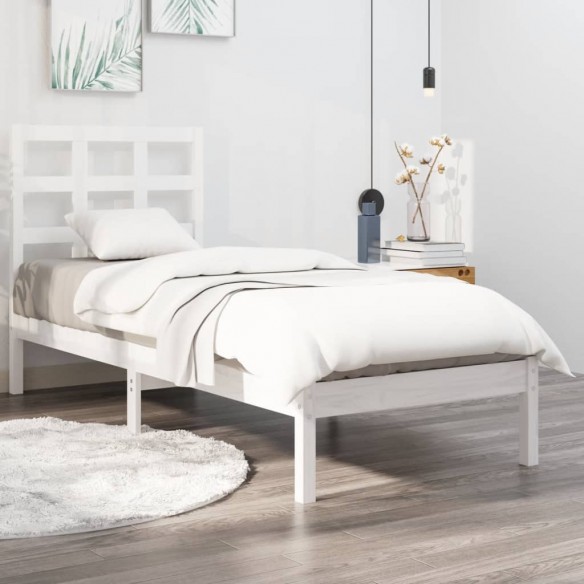 Cadre de lit Blanc Bois massif 90x190 cm Simple