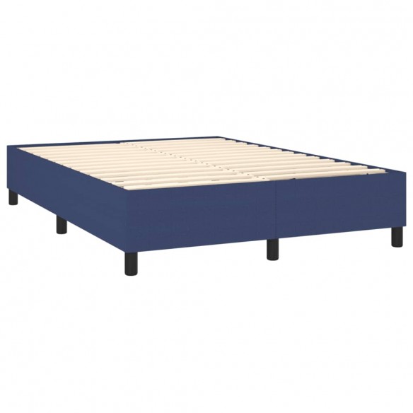 Cadre de lit matelas et LED Bleu 140x200 cm Tissu