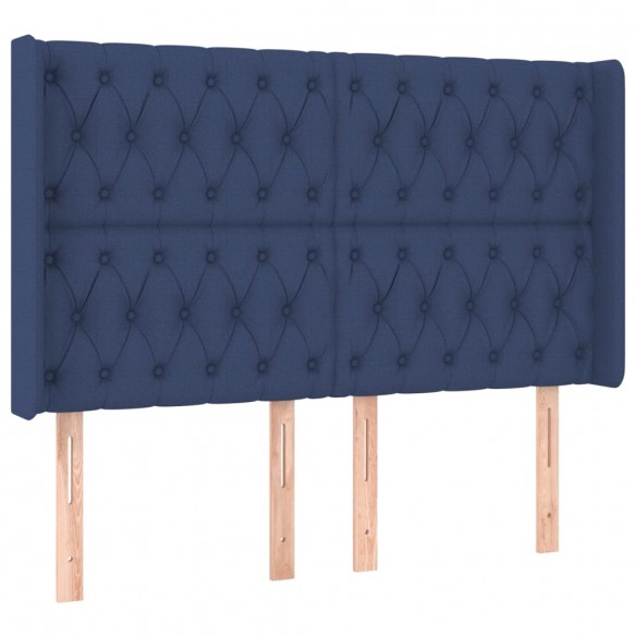 Cadre de lit matelas et LED Bleu 140x200 cm Tissu