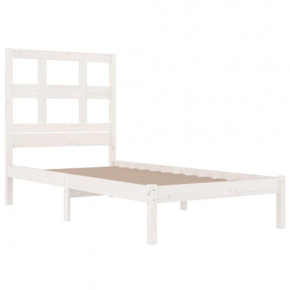 Cadre de lit Blanc Bois de pin massif 75x190 cm Petit simple