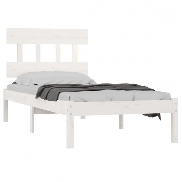 Cadre de lit Blanc Bois massif 75x190 cm Petit simple