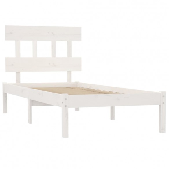 Cadre de lit Blanc Bois massif 75x190 cm Petit simple