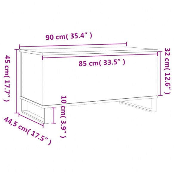 Table basse Gris béton 90x44,5x45 cm Bois d'ingénierie
