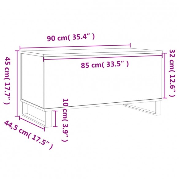 Table basse Sonoma gris 90x44,5x45 cm Bois d'ingénierie