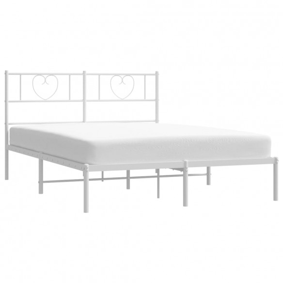 Cadre de lit métal avec tête de lit blanc 150x200 cm