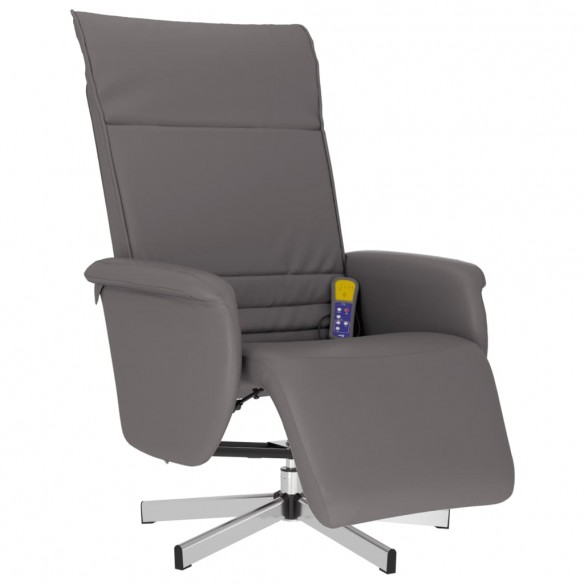 Fauteuil inclinable de massage repose-pieds gris similicuir