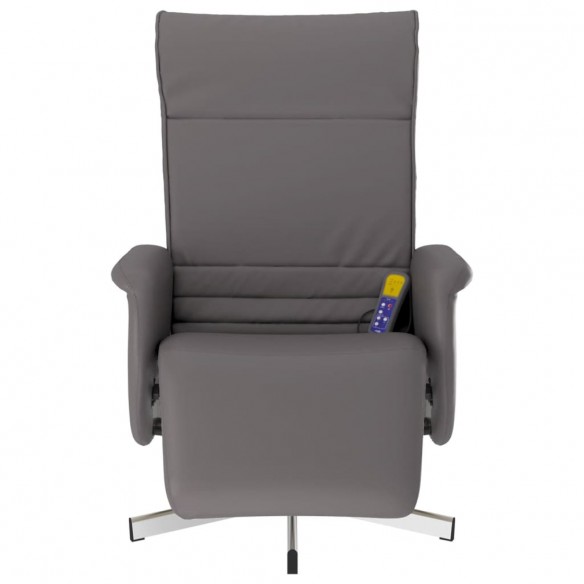 Fauteuil inclinable de massage repose-pieds gris similicuir