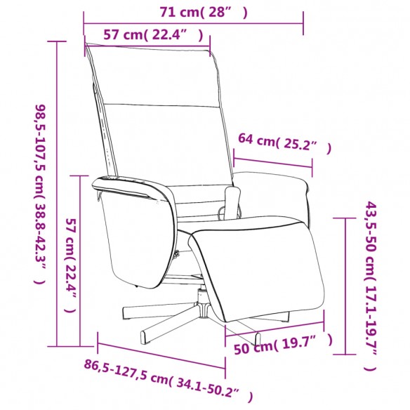 Fauteuil inclinable de massage repose-pieds gris similicuir