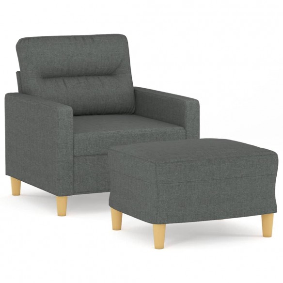 Fauteuil avec repose-pied Gris foncé 60 cm Tissu