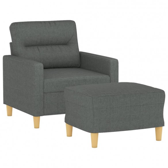 Fauteuil avec repose-pied Gris foncé 60 cm Tissu