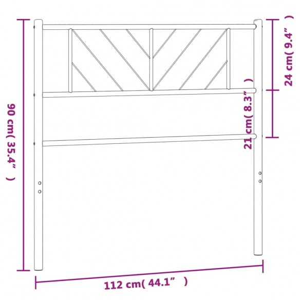 Tête de lit métal noir 107 cm