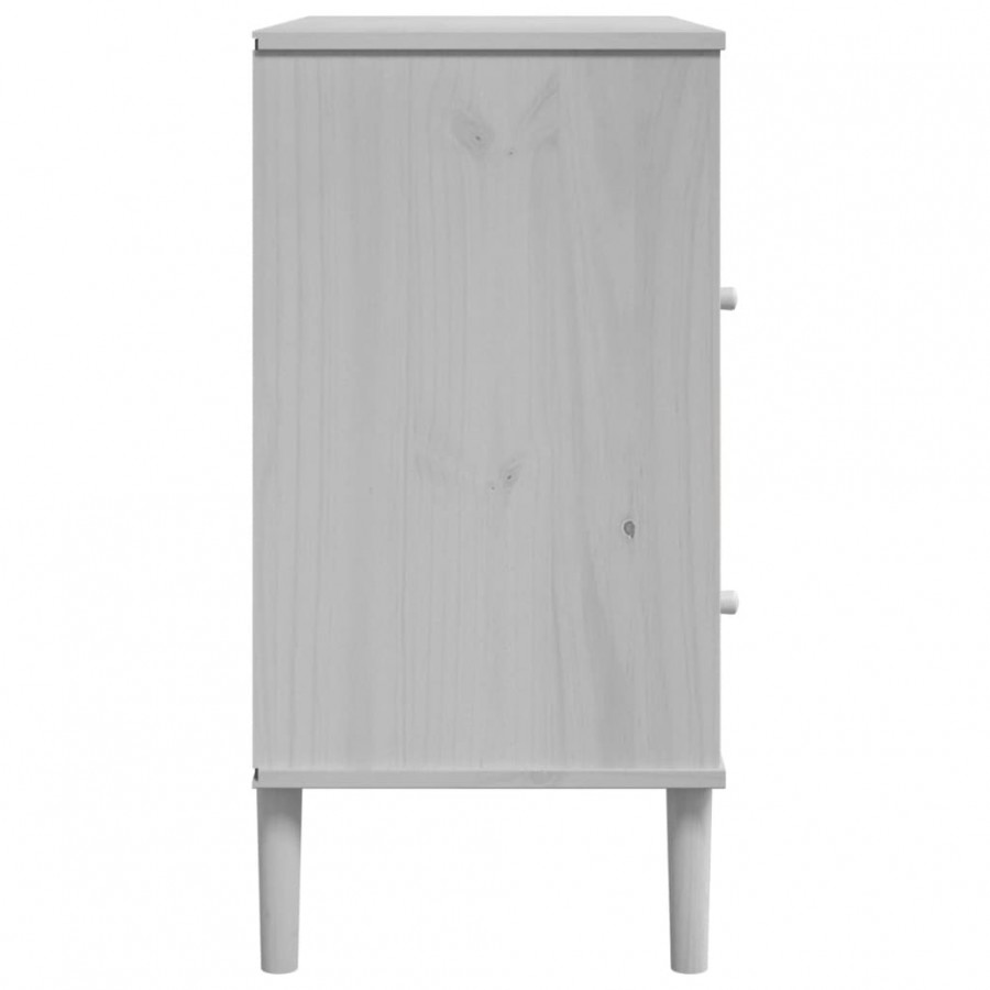 Buffet SENJA aspect rotin blanc 80x40x80 cm bois massif de pin