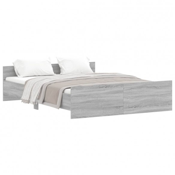 Cadre de lit tête de lit et pied de lit sonoma gris 140x200 cm