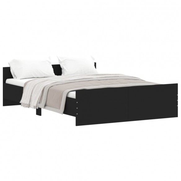 Cadre de lit avec tête de lit/pied de lit noir 135x190 cm