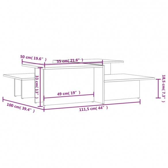 Tables basses 2 pcs Sonoma gris Bois d'ingénierie