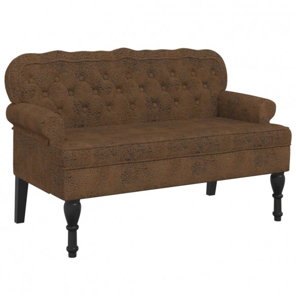 Banc avec dossier marron 119,5x64,5x75 cm similicuir daim