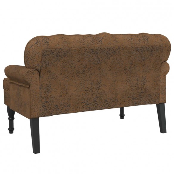 Banc avec dossier marron 119,5x64,5x75 cm similicuir daim