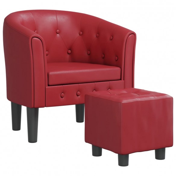 Fauteuil cabriolet avec repose-pied rouge bordeaux similicuir