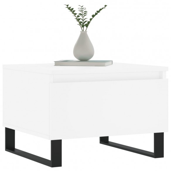 Table basse blanc 50x46x35 cm bois d'ingénierie