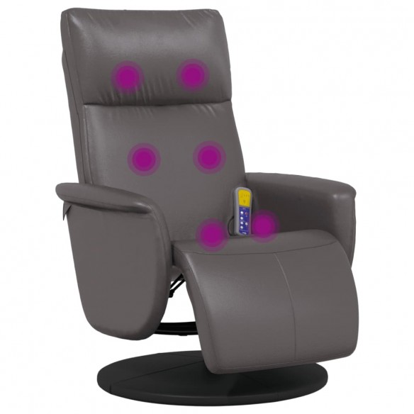 Fauteuil inclinable de massage repose-pieds gris similicuir