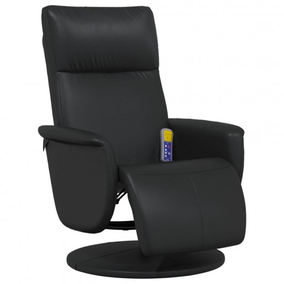 Fauteuil inclinable de massage repose-pieds noir similicuir