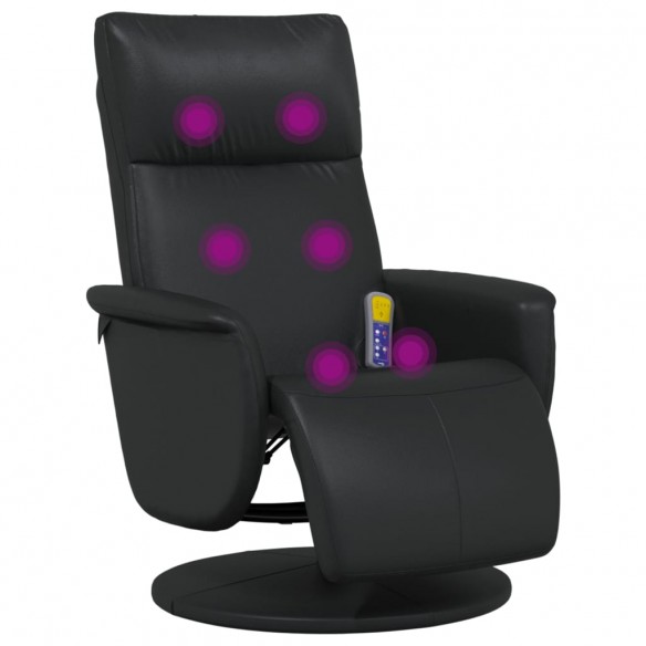 Fauteuil inclinable de massage repose-pieds noir similicuir