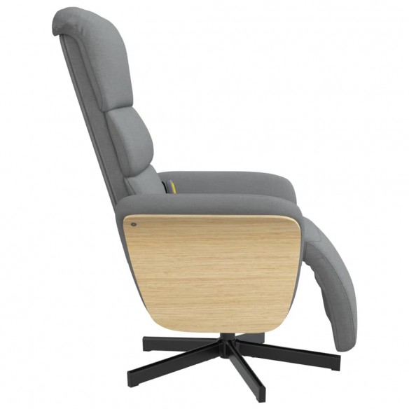 Fauteuil inclinable de massage et repose-pieds gris clair tissu