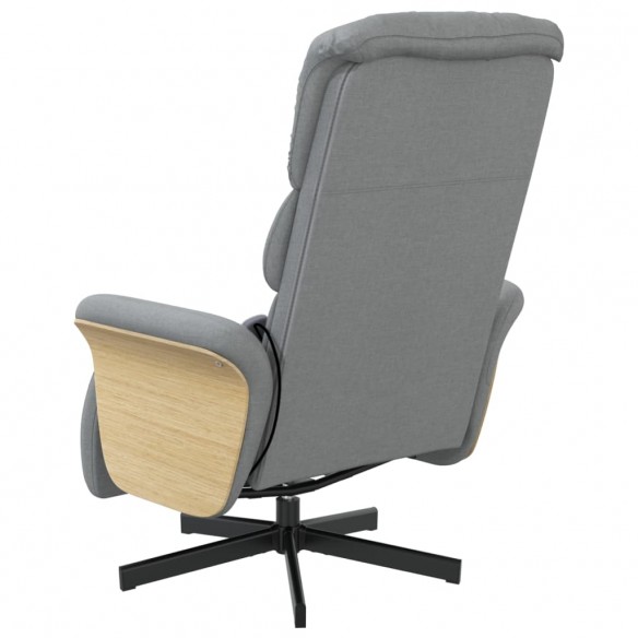 Fauteuil inclinable de massage et repose-pieds gris clair tissu