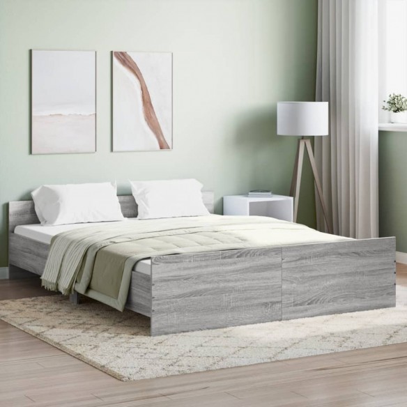 Cadre de lit tête de lit et pied de lit sonoma gris 150x200 cm