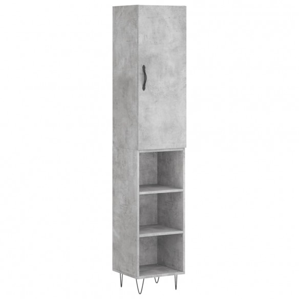 Buffet haut Gris béton 34,5x34x180 cm Bois d'ingénierie