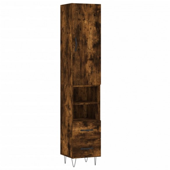 Buffet haut Chêne fumé 34,5x34x180 cm Bois d'ingénierie