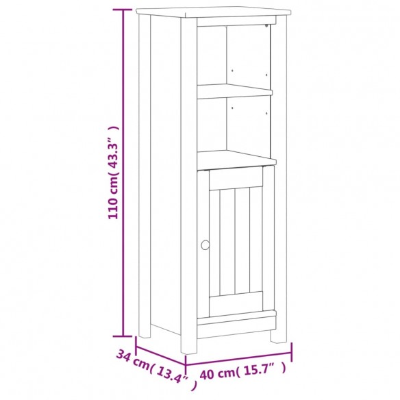 Armoire de salle de bain BERG blanc 40x34x110 cm pin massif