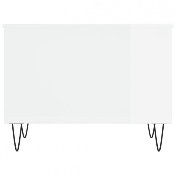 Table basse Blanc brillant 60x44,5x45 cm Bois d'ingénierie